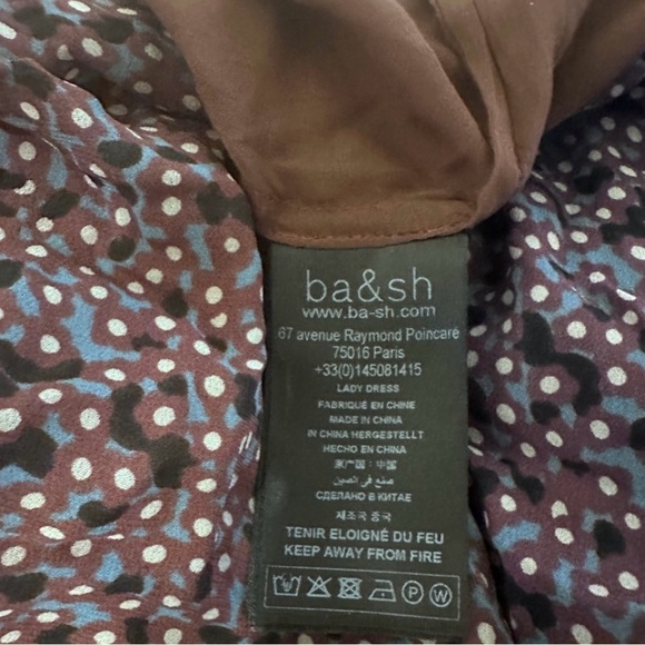 Ba&Sh Pally Midi Dress Ditsy Floral Pattern Ruffled Short Sleeve V Neck Brown 4 - Picture 6 of 8